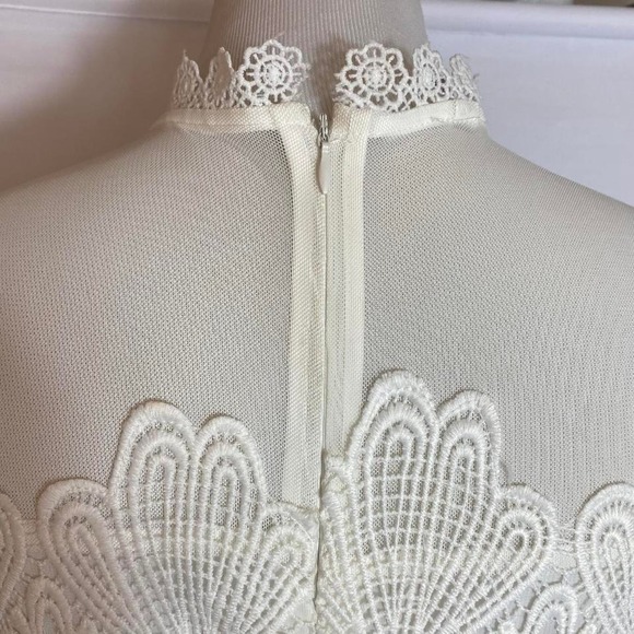 White lace midi dress with short sleeves - Picture 8 of 8